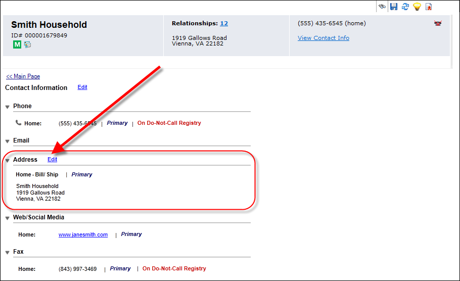 Changing the Household Address